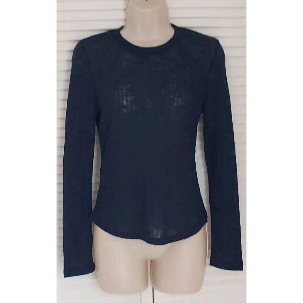 NEW FREE PEOPLE INTIMATELY DARK BLUE TEXTURED TOP LONG SLEEVES SMALL